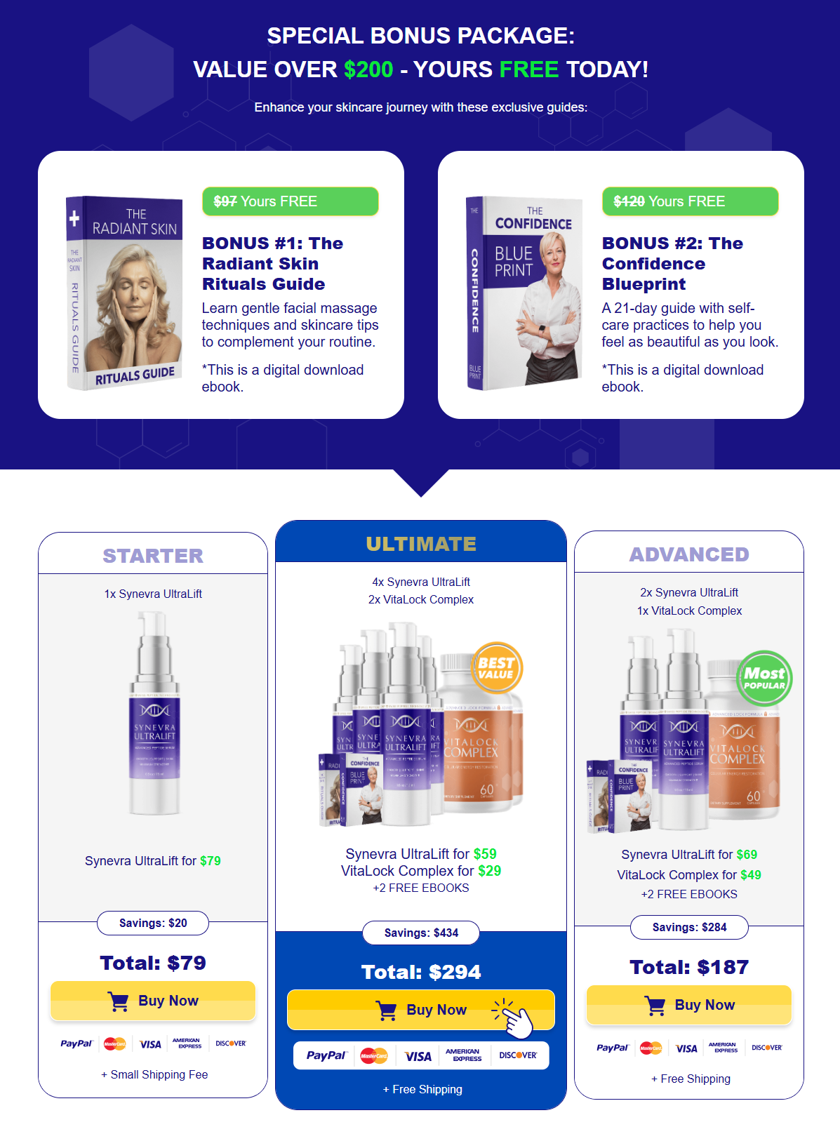 Synevra UltraLift Face Serum Pricing and Bonuses